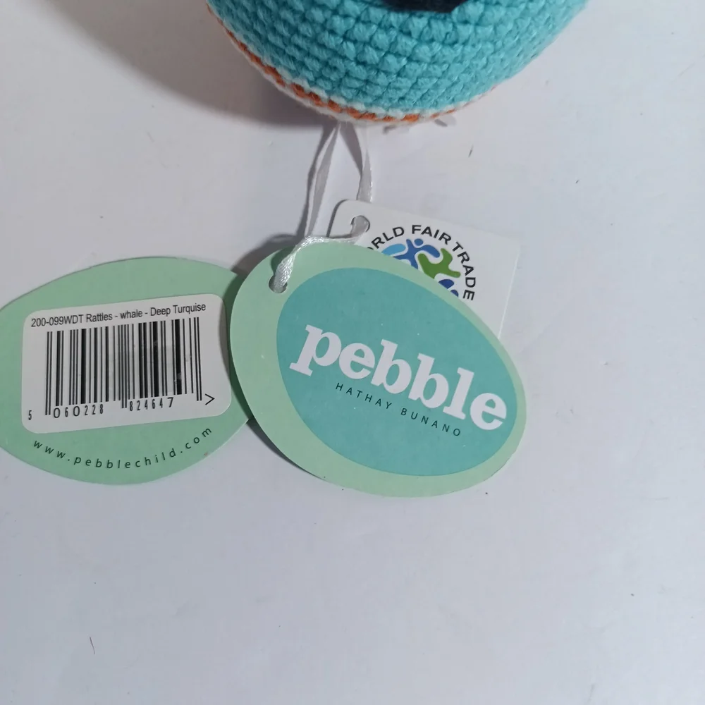 Pebble World Fair Trade Organization Turquoise Whale Rattles 4